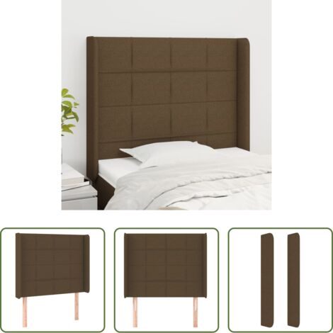 vidaXL Cabecero marrón -  Cabecero con orejas de tela marrón oscuro 93x16x118/128 cm