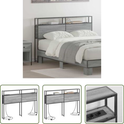 vidaXL Cabecero moderno -  Cabecera de almacenamiento con estante Gris sonoma 160 cm