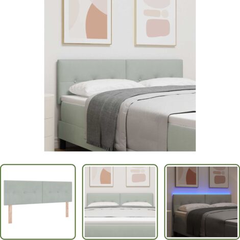 vidaXL Cabecero moderno -  Cabecero LED con tiras LED Manual Gris Claro 160 cm Terciopelo
