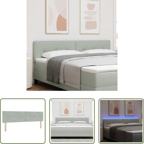vidaXL Cabecero moderno -  Cabecero LED con tiras LED Manual Gris Claro 180 cm Terciopelo