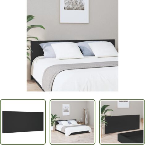 vidaXL Cabecero negro -  Cabecero de cama madera contrachapada negro 200x1,5x80 cm