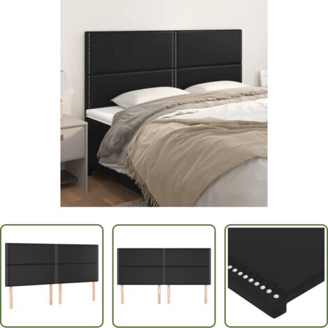 vidaXL Cabecero negro -  Cabecero de cama negro 180x5x118/128 cm piel sintética