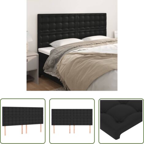 vidaXL Cabecero negro - Cabecero de cama negro 200x5x118/128 cm piel sintética
