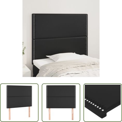 vidaXL Cabecero negro -  Cabecero de cama negro 90x5x118/128 cm piel sintética