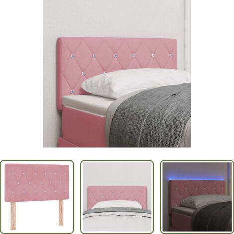 vidaXL Cabecero rosa -  Cabecero LED con tiras LED con cabecera Rosa 80 cm Terciopelo