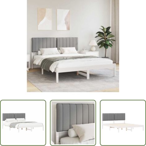 vidaXL Cabecero tapizado -  Estructura de Cama con Cabecera Tapizada Gris Claro