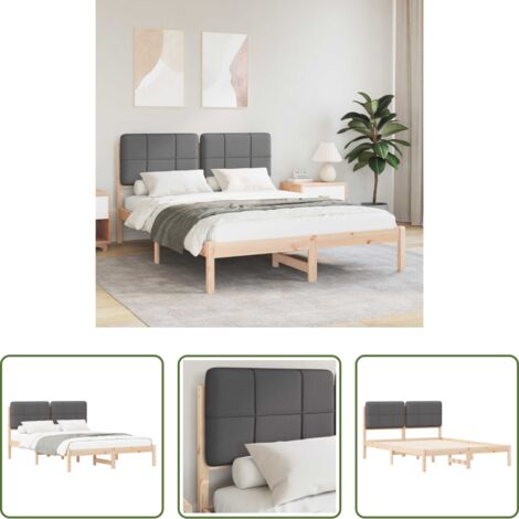 vidaXL Cabecero tapizado -  Estructura de Cama con Cabecera Tapizada Gris oscuro