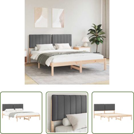 vidaXL Cabecero tapizado -  Estructura de Cama con Cabecera Tapizada Gris oscuro