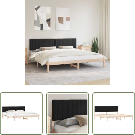 vidaXL Cabecero tapizado -  Estructura de Cama con Cabecera Tapizada Negro 200 x 200 cm
