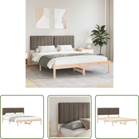 vidaXL Cabecero tapizado -  Estructura de Cama con Cabecera Tapizada Taupé 150 x 200 cm