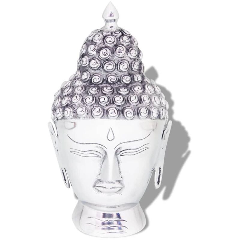 

vidaXL Cabeza de Budha decorativa de aluminio plateado - Plateado
