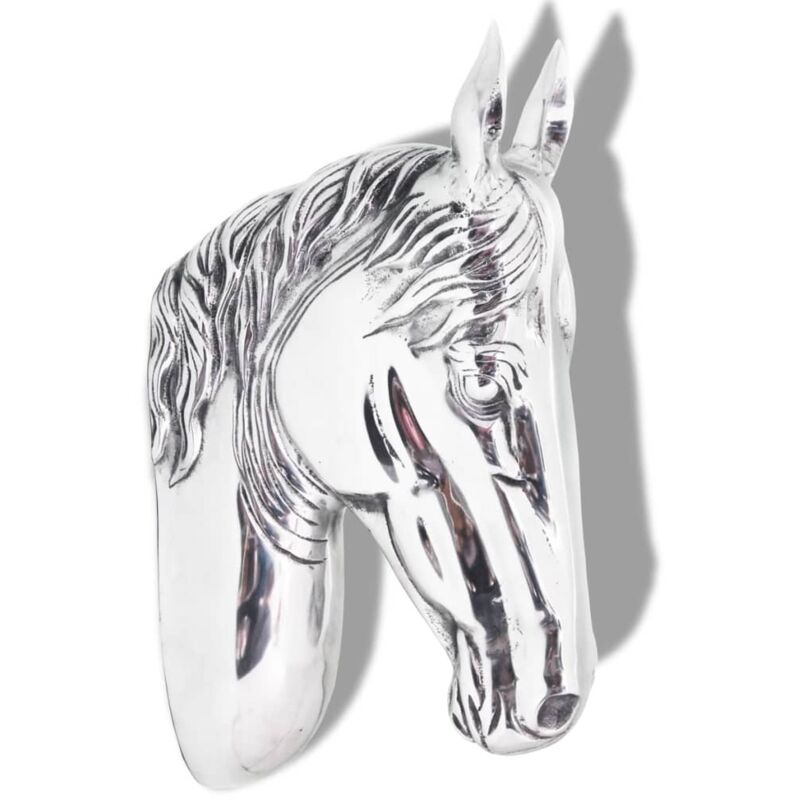 

vidaXL Cabeza de caballo decorativa para pared de aluminio plateado - Plateado