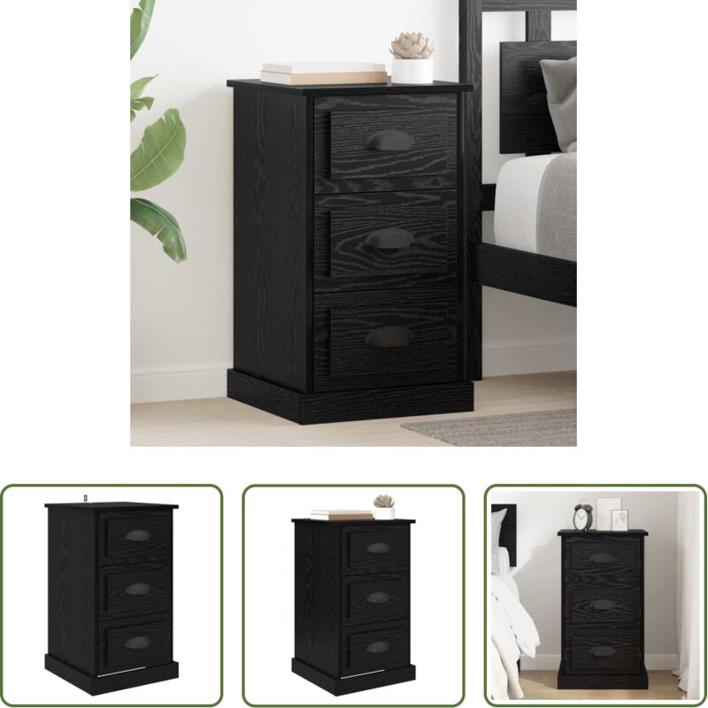 vidaXL Chevet avec tiroir - Cabinet de chevet avec tiroir Chêne noir 39 x 39 x 67,5 cm