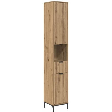 Vidaxl – Meuble de salle de bain haut chêne artisanal 31.5 x 33 x 190 cm – 2 portes – Bois d'ingénierie – Grand espace de rangement