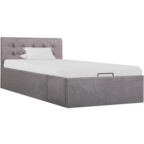 vidaXL Cadre de lit à stockage hydraulique Taupe Tissu 90x200 cm