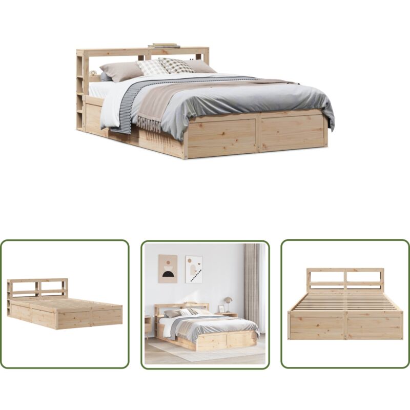 The Living Store - vidaXL Cadre de lit avec tête de lit 120x190 cm bois de pin massif