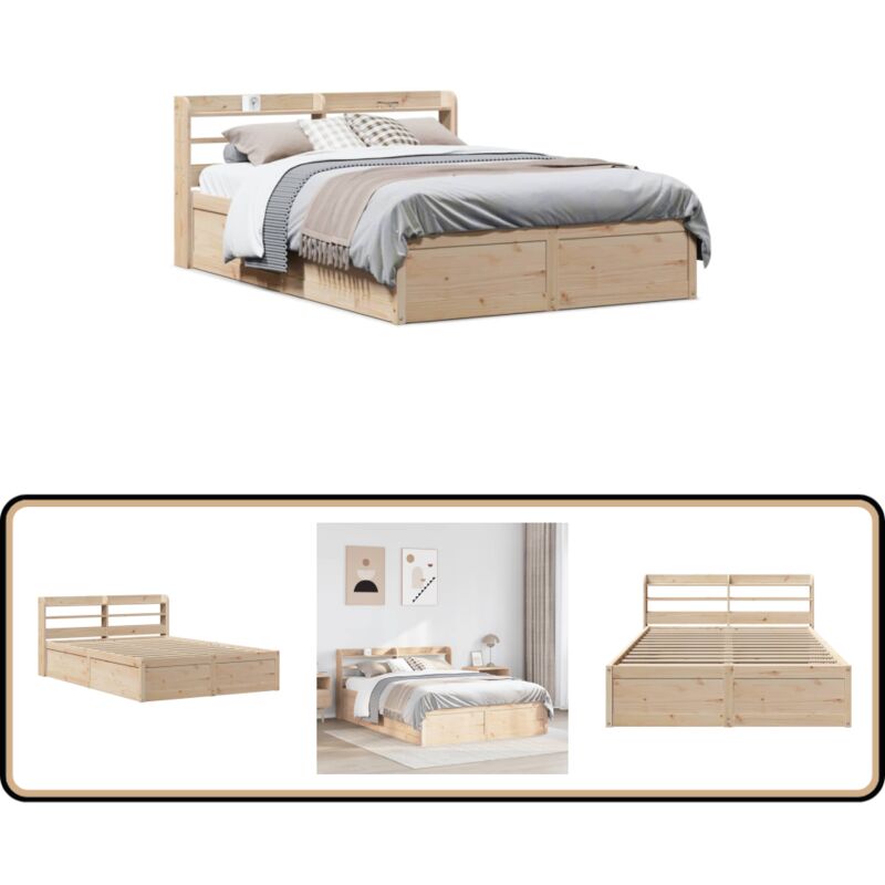vidaXL Cadre de lit avec tête de lit 140x190 cm bois de pin massif