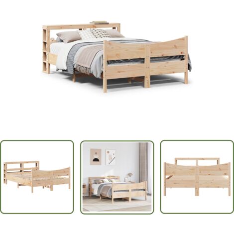 vidaXL Cadre de lit avec tête de lit 140x200 cm bois de pin massif
