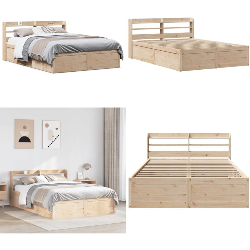 Vidaxl - Cadre de lit avec tête de lit 160x200 cm bois de pin massif