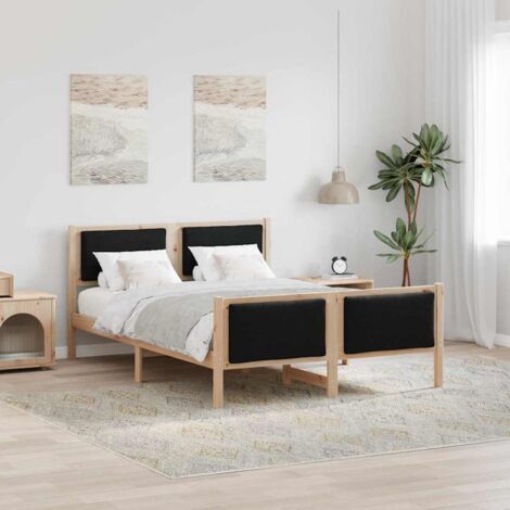 vidaXL Cadre de lit avec tête de lit Noir 160 x 200 cm tissu
