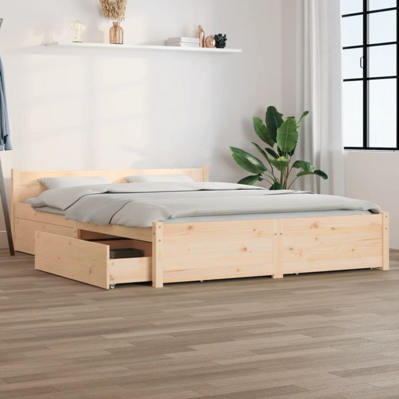 Vidaxl - Cadre de lit sans matelas avec tiroirs 140x200 cm