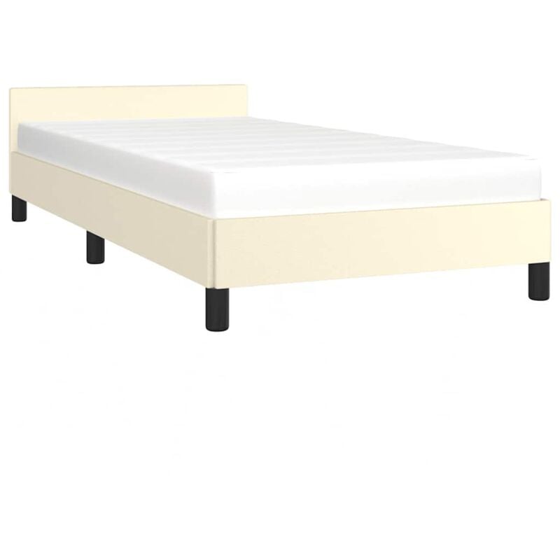 Cadre de lit avec tête de lit sans matelas crème 100x200 cm Vidaxl