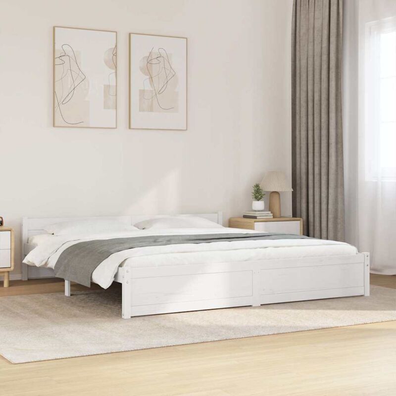 Cadre de lit Blanc Bois massif 180x200 cm Super King