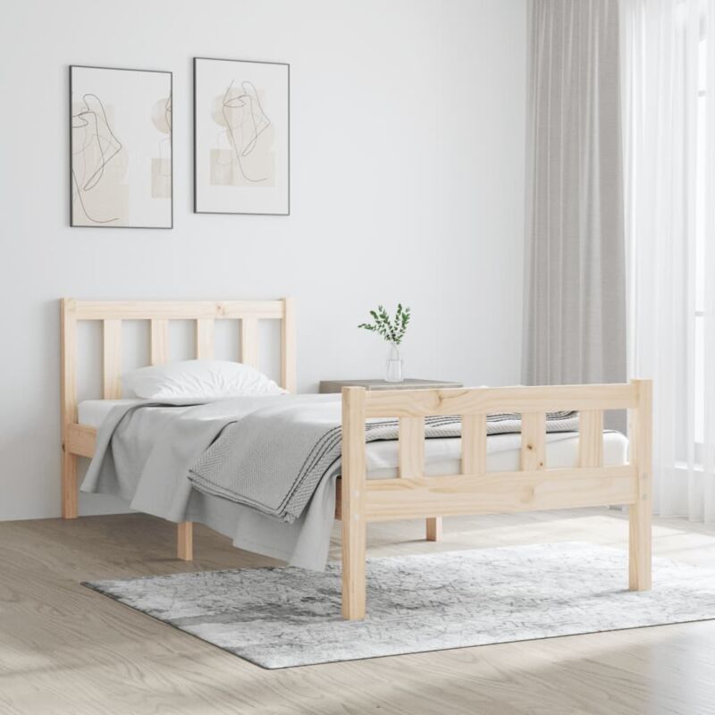 Vidaxl - Cadre de lit bois massif 90x190 cm simple