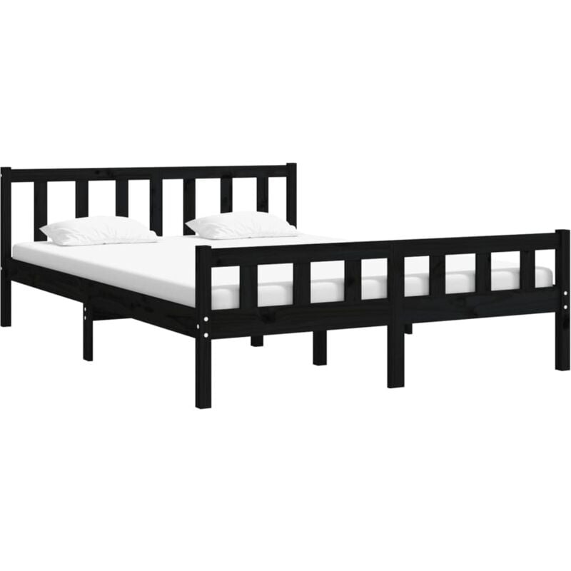 Vidaxl - Cadre de lit sans matelas noir bois massif 120x200 cm