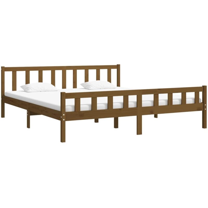 Cadre de lit sans matelas marron miel bois massif 200x200 cm vidaXL