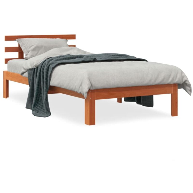 Cadre de lit sans matelas cire marron 90x190 cm bois pin massif