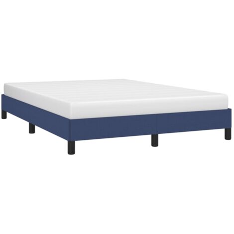 Vidaxl – Cadre de lit bleu 140x190 cm – Tissu polyester durable – Lattes en contreplaqué pour soutien optimal – Pieds solides pour stabilité