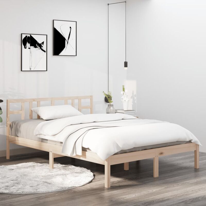 nova - lit en bois massif 160x200 cm design simple disponible en différentes couleurs couleur : brun clair