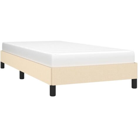 Vidaxl – Cadre de lit crème 80x200 cm – Tissu polyester durable – Pieds robustes – Lattes en contreplaqué pour bonne répartition du poids
