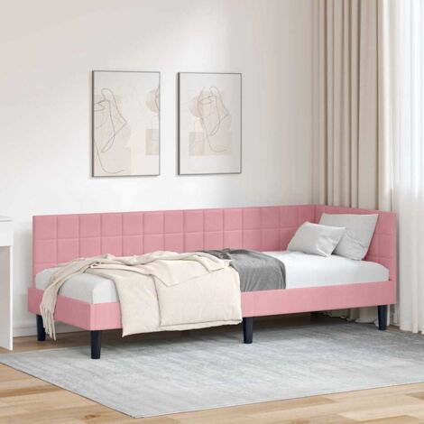 vidaXL Cadre de lit d'angle Rose 80 cm x 200 cm Velours
