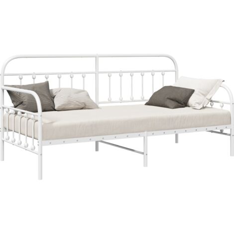 Vidaxl – Cadre de lit de jour blanc 90 x 200 cm – Acier robuste avec finition mate – Lit d'appoint moderne pour chambre – Assemblage requis