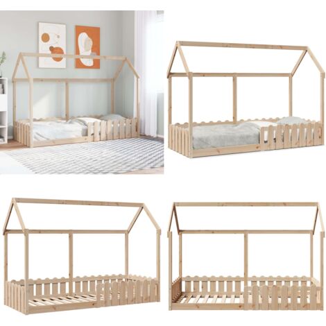 vidaXL Cadre de lit d'enfants forme de maison sans matelas pin massif