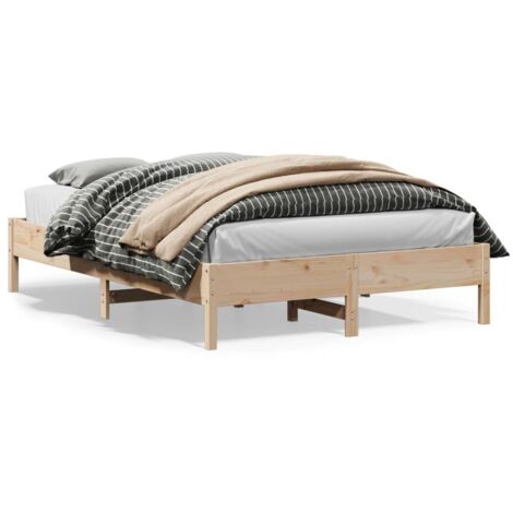Vidaxl – Cadre de lit en bois massif de pin 160x200 cm – Lattes en contreplaqué pour maintien optimal – Assemblage requis