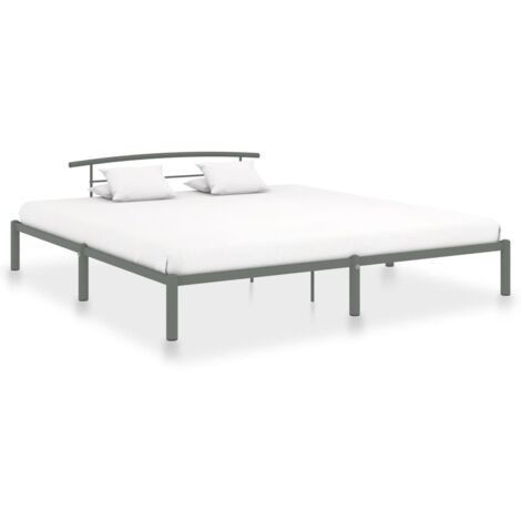 Vidaxl – Cadre de lit en métal gris 180x200 cm – Construction solide avec lattes en métal – Hauteur 27,5 cm – Assemblage requis