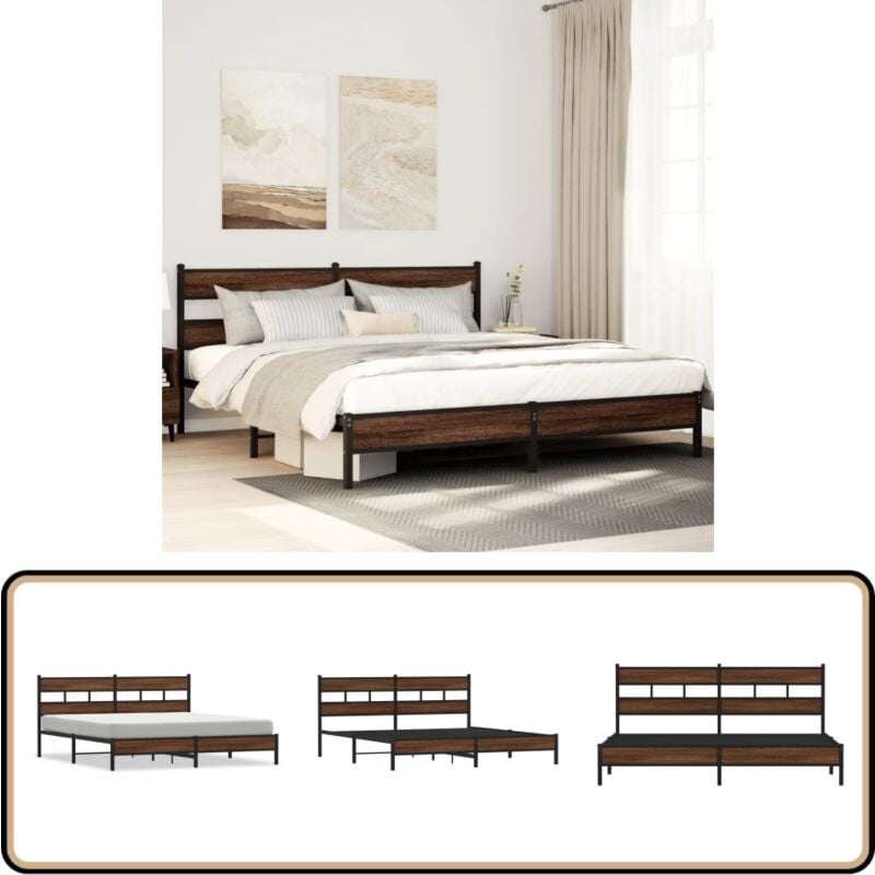 Vidaxl - Cadre de lit en métal sans matelas chêne marron 200x200 cm