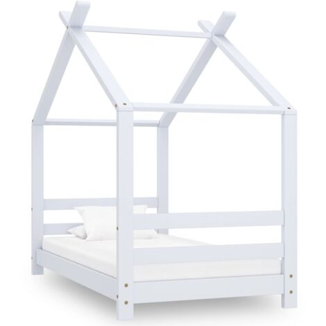 Vidaxl – Cadre de lit enfant 70x140 cm – Bois de pin massif blanc – Dimensions totales 146x78x132 cm – Lattes robustes pour soutien optimal