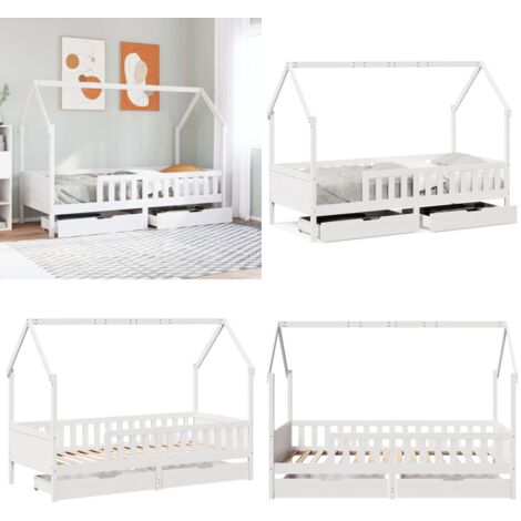 vidaXL Cadre de lit enfants avec tiroirs sans matelas 90x200 cm bois