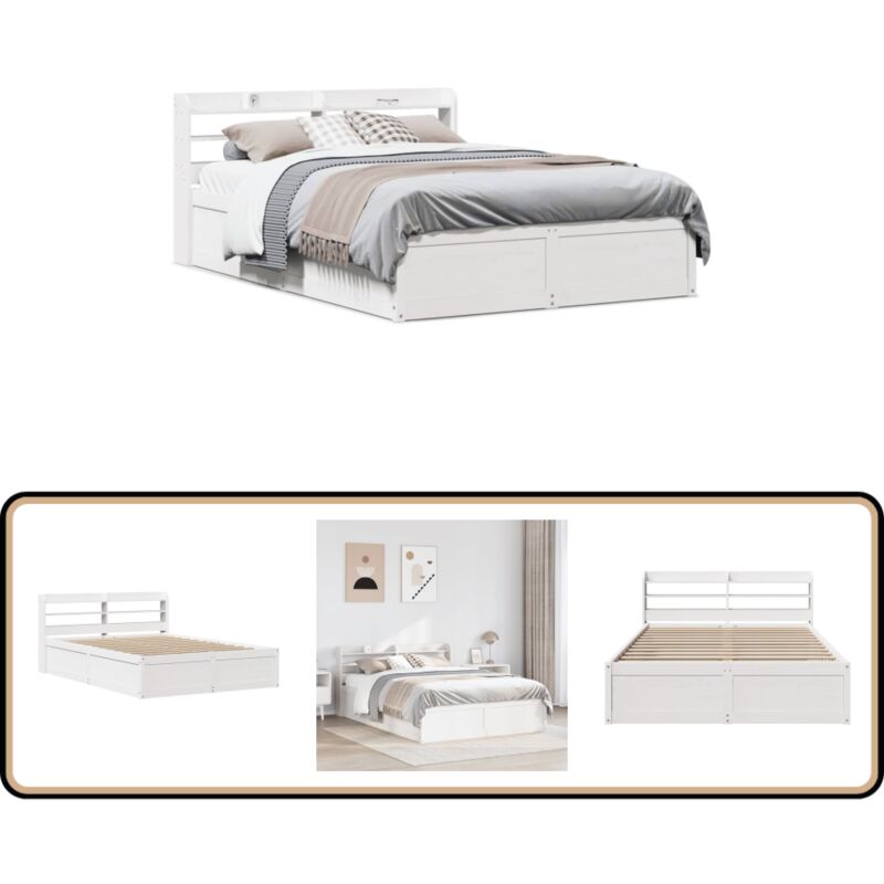 Vidaxl - Cadre de lit et tête de lit blanc 140x190 cm bois de pin massif