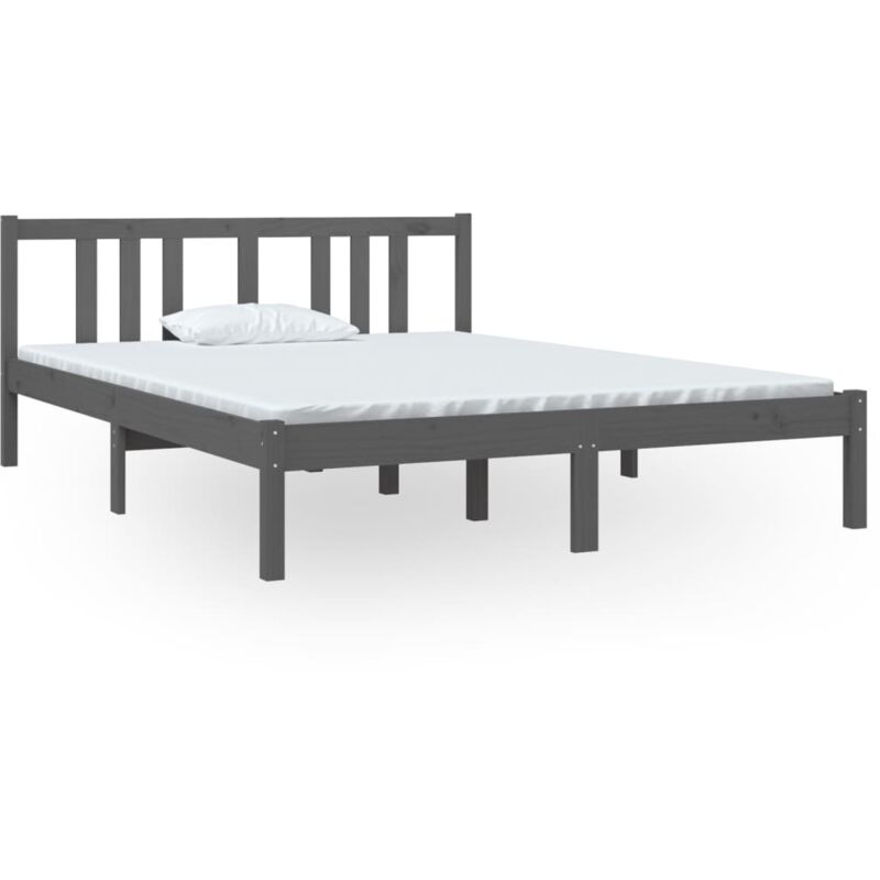 Vidaxl - Cadre de lit Gris Bois massif 140x190 cm