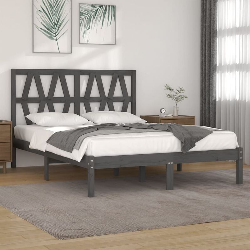 lit en bois avec apparence rustique 120 x 200 cm de différentes couleurs couleur : gris
