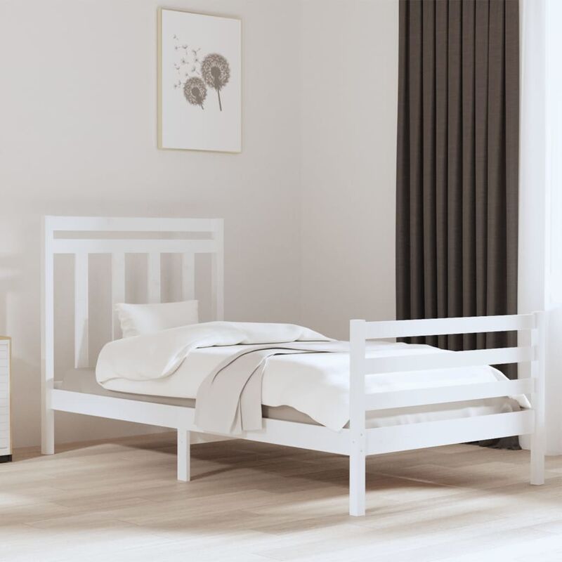 lit en bois avec conception de lattes de 100x200 cm disponibles différentes couleurs couleur : blanc