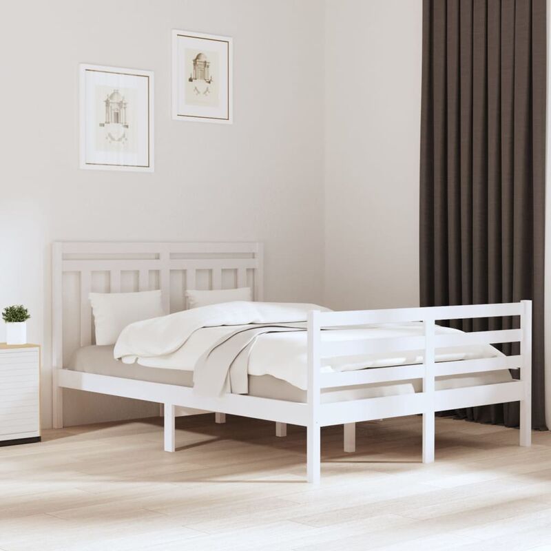lit en bois avec conception à lattes 120x190cm disponible dans différentes couleurs couleur : blanc