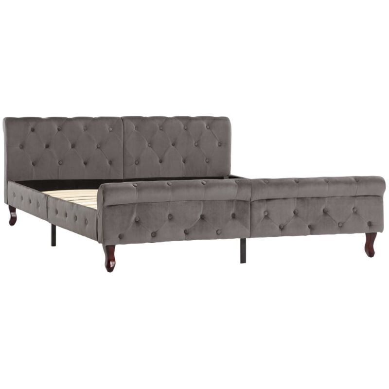 Cadre de Lit Velours Gris 160 x 200 cm