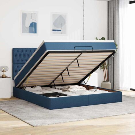 VidaXL Cadre de lit ottoman avec matelas bleu 160x200 cm tissu