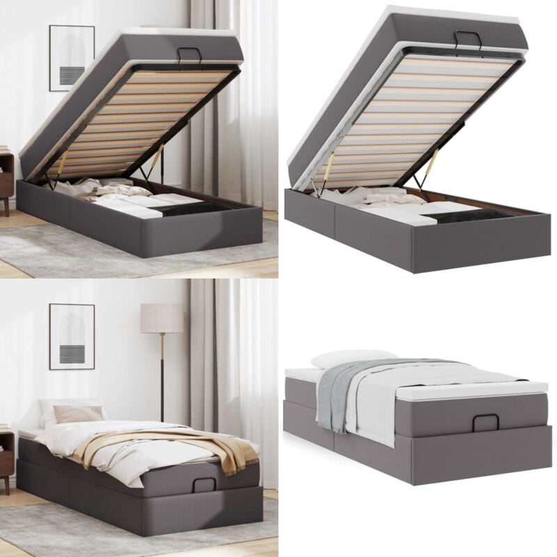 Vidaxl - Cadre de lit ottoman avec matelas gris 100x200 cm similicuir